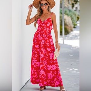 Floral Print Twist Front Maxi Dress